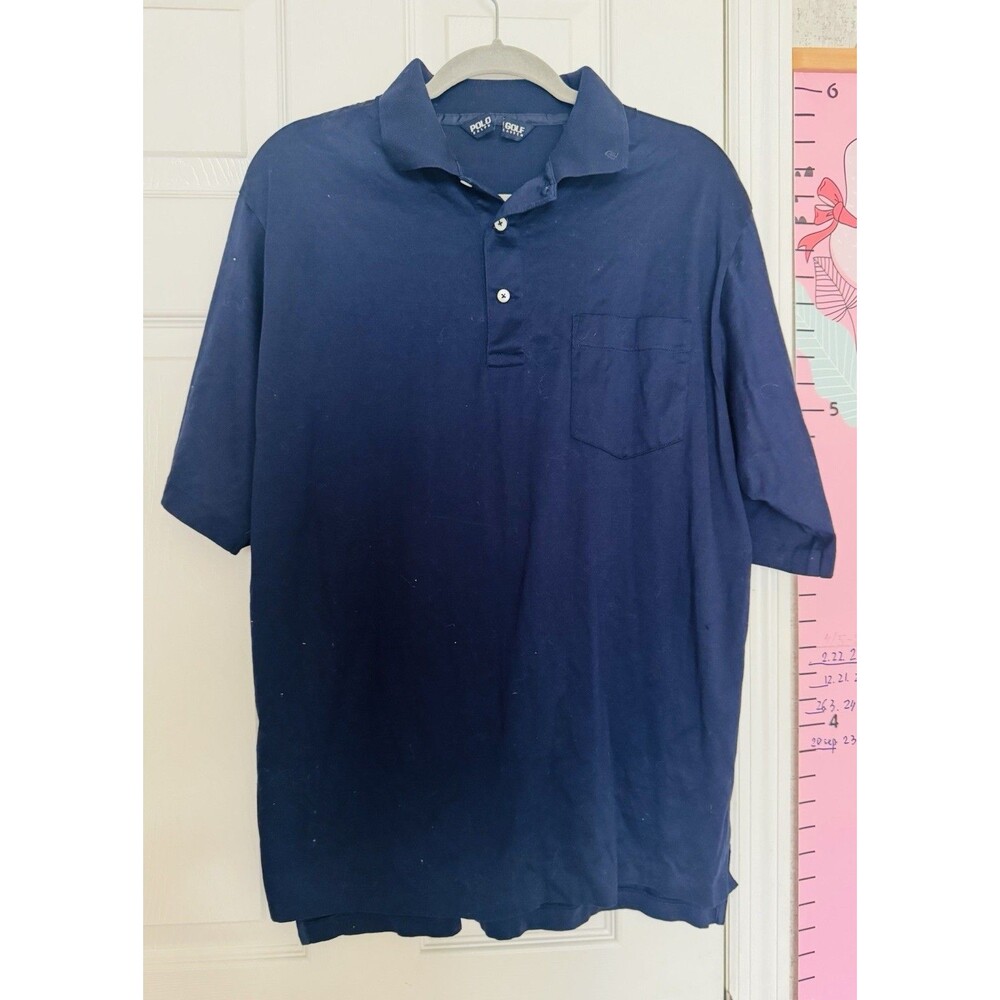 mens ralph lauren rlx golf polo large Navy Blue Cotton Jersey Polo Shirt